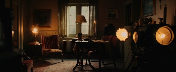 film scene with anamorphic lens flare and realistic lighting - obrazy, fototapety, plakaty