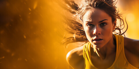 Portrait of a running girl in action