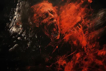 Foto op Canvas a scary zombie is burning in hell © vitanovski