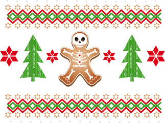 Lebkuchenmann Sugar Skull Muster für Weihnachten