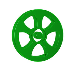 Obraz premium Green Alloy wheel for car icon isolated on transparent background.