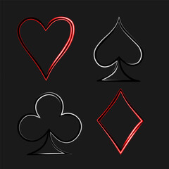 Vector isolated illustration of suit set of playing cards.