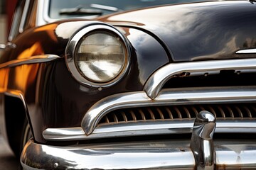 Old timer car. Classic car. Front view. Generative Ai