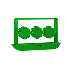 Green Laptop with password notification icon isolated on transparent background. Security, personal access, user authorization, login form.