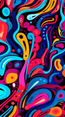 Fototapeta premium Graphic-Style Colorful Modern Hand-Drawn Trendy Abstract Pattern