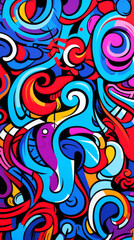 Fototapeta premium Graphic-Style Colorful Modern Hand-Drawn Trendy Abstract Pattern