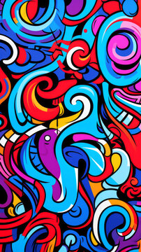 Graphic-Style Colorful Modern Hand-Drawn Trendy Abstract Pattern