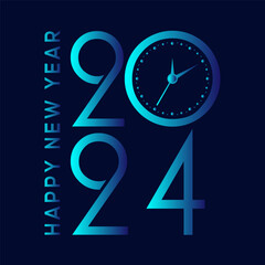 Happy new year 2024 text design for poster brochure design template card banner vector illustration.