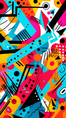 Geometric-Style Colorful Modern Hand-Drawn Trendy Abstract Pattern