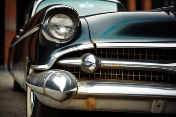 Old timer car. Classic car. Front view. Generative Ai