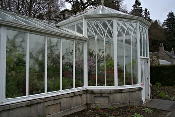 Balmoral Castle greenhouse in early spring   