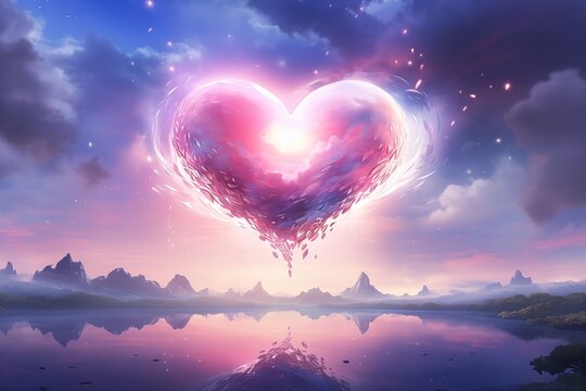 heart shaped object floating air lake arcane tv connected machines bright wind rose wow romantic themed miraculous hearts