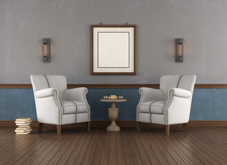 Classic style living room with armchairs and coffee table