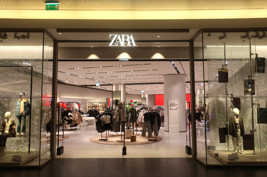 ZARA fashion boutique at Zlote Tarasy shopping mall. WARSAW, POLAND - NOVEMBER 15, 2023
