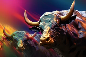 Afwasbaar fotobehang Illutration of bull market run © SynchR