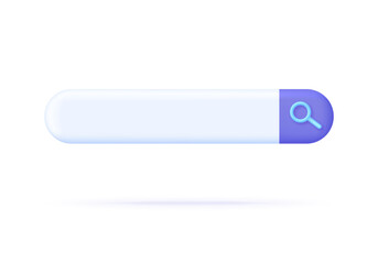 3D Search bar illustration. Navigation and search concept. Browser button for website and UI design.