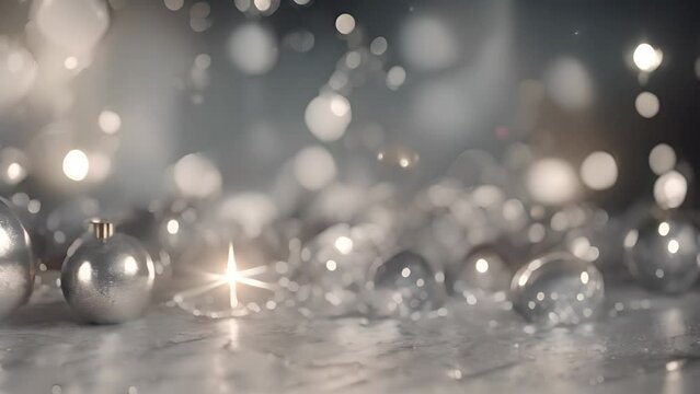 Glitter background with silver sparkles and Christmas theme for winter holidays. Generated AI