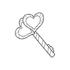 Vector doodle key illustration in the form of hearts