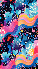 Fototapeta na wymiar Ditzy Colorful modern hand drawn trendy abstract pattern