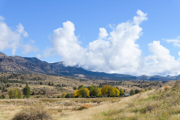 Colorful landscape view across John Day Fossil Beds Painted Hills Unit