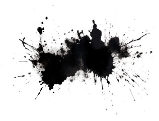 Black and White Ink Splat Isolated on Transparent or White Background, PNG