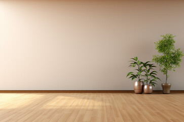 Horizontal space with bright mockup empty wall. Living room - modern design Living room