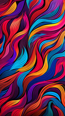 Curvy-Style Colorful Modern Hand-Drawn Trendy Abstract Pattern