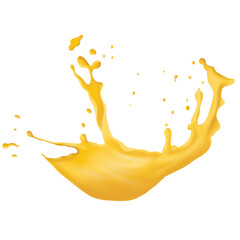 Orange juice crown splash with ripples. On transparent background.
