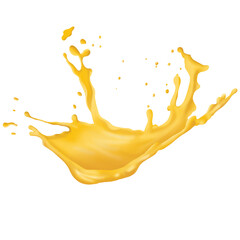 Orange juice crown splash with ripples. On transparent background.