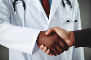 Doctor in White Coat Shaking Hand