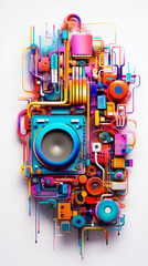Colorful tech on white background
