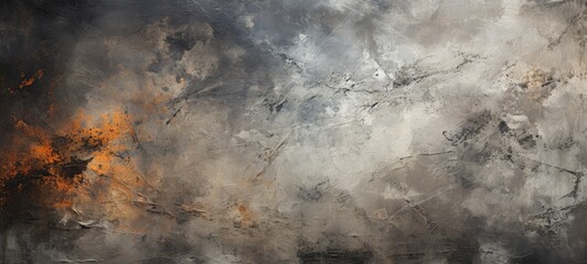 Abstract Painting in Shades of Grey with Textures and Brushstrokes