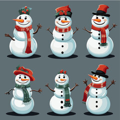 Vector set of funny snowmans