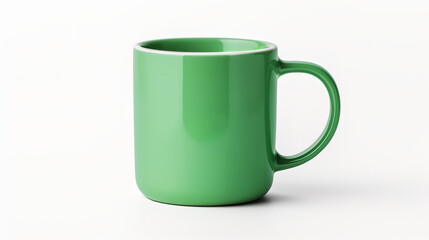 Green mug on a white background