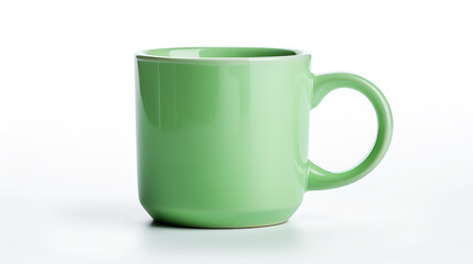 Green mug on a white background