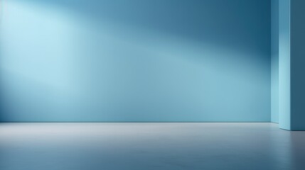 Baby blue room with natural light, ideal for product rendering or advertising scenes.