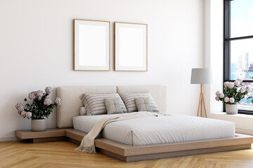 Mockup poster, Bedroom frame mockup, Interior mockup A4