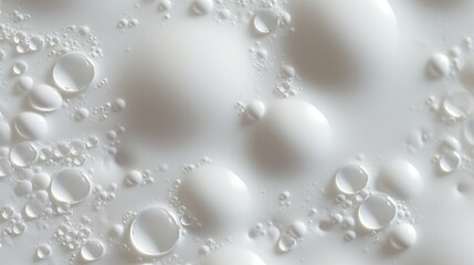 Fototapeta premium Foam bubbles. Abstract white soapy foam texture. shampoo foam with bubbles. Face cleansing mousse sample.