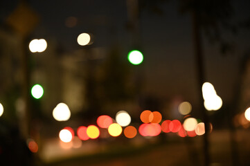 city ​​night lights cars defocused background	
