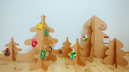 Christmas Tree Made Of Cardboard. New Year