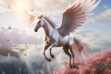 a flying pegasus in a fictional magical world