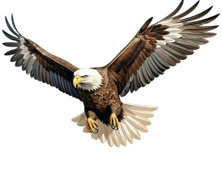 Graceful Flight of an American Eagle on Transparent Background, PNG