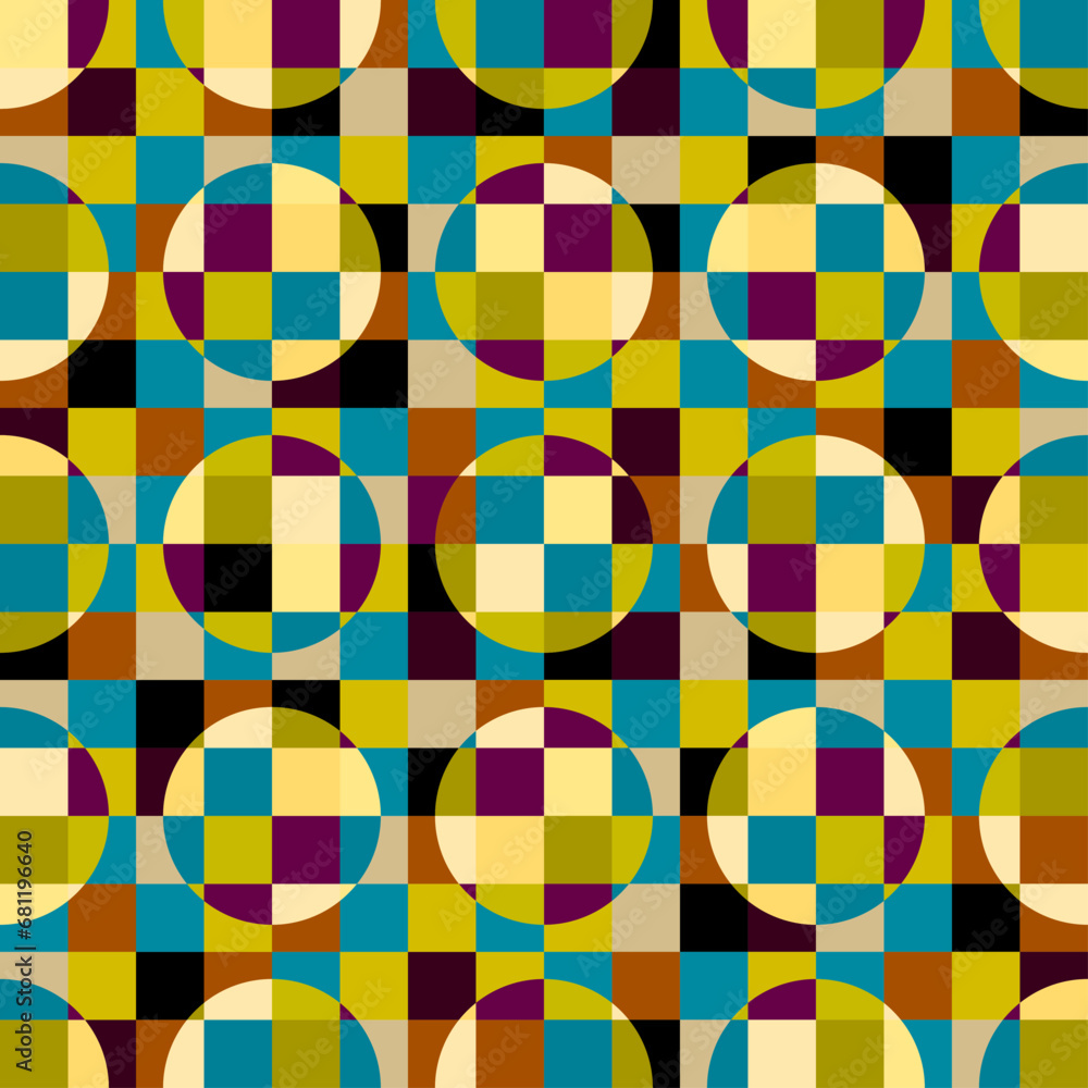 Poster Geometric abstract pattern retro style. Seamless vector pattern.