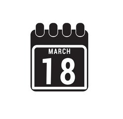 Calendar displaying page of the day 18 (eighteenth) of the March  – Day 18 of the month. Illustration