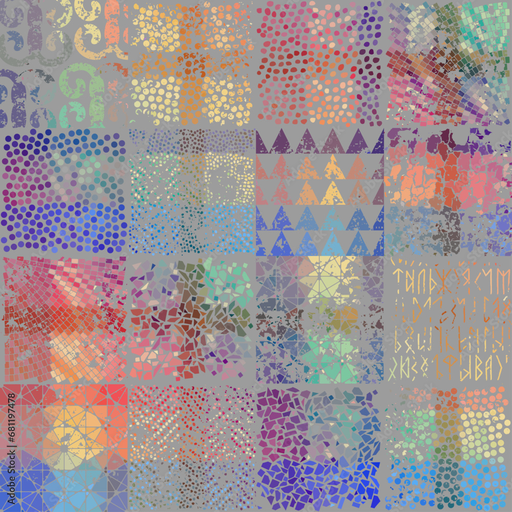 Aufkleber Seamless mosaic art pattern. Abstract vintage mosaic tiles background.. Seamless vector pattern. Art background.