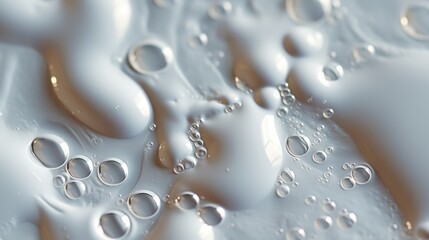 Foam bubbles. Abstract white soapy foam texture. shampoo foam with bubbles. Face cleansing mousse sample.