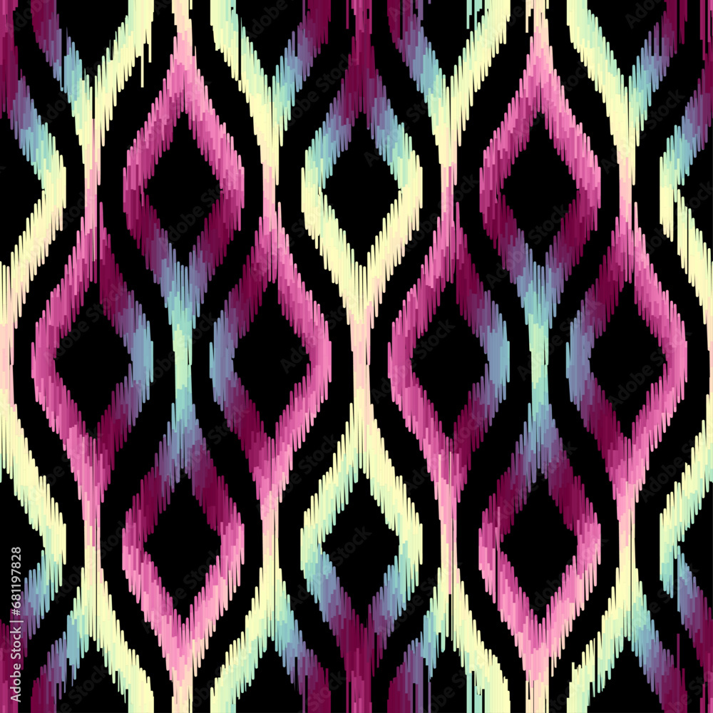 Aufkleber Seamless striped pattern in Aztec style. Folk embroidery.. Aztec ikat style. Seamless vector image. Thin lines