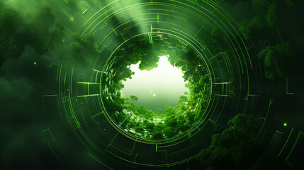 Obraz premium Green energy abstract background, digital art