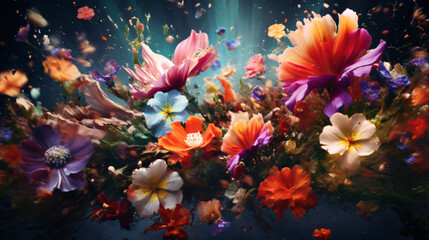 Fototapeta na wymiar Colorful flower explosion background
