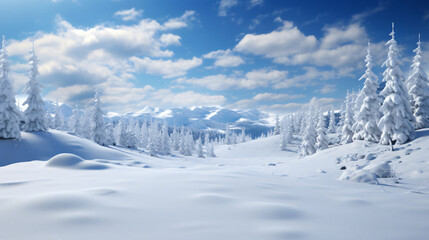Abstract blue winter snow forest background
